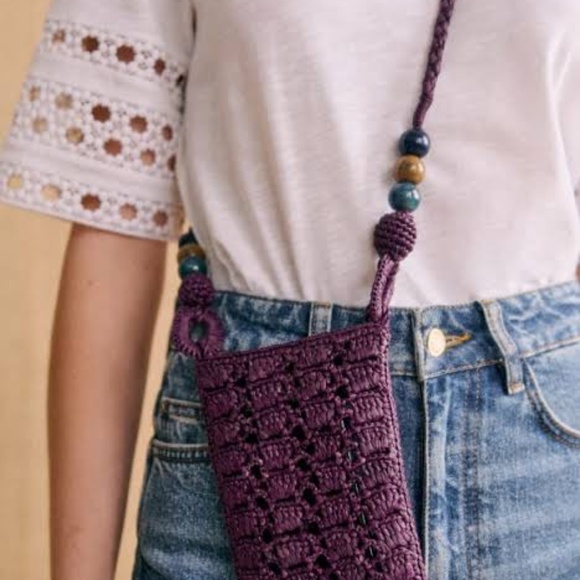 Sezane Tasha Raffia Crossbody Pouch NWT - Picture 7 of 9
